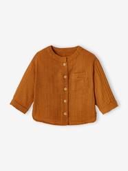 -Shirt in Cotton Gauze with Mandarin Collar, for Babies