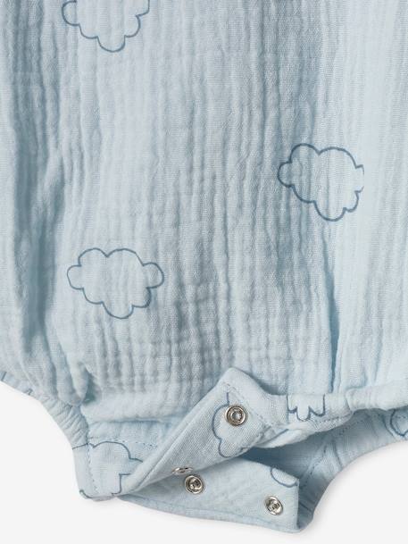 Long Sleeve Bodysuit, Cloud, in Cotton Gauze for Newborn Babies sky blue 