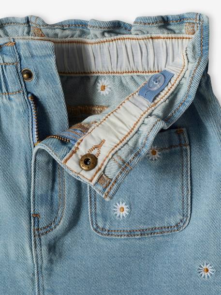 Denim Skirt with Floral Embroidery, for Girls double stone 