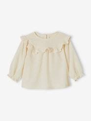 -Embroidered Blouse with Ruffle for Babies