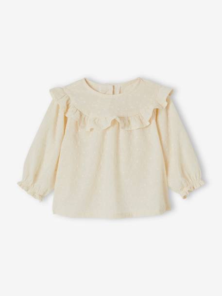Embroidered Blouse with Ruffle for Babies ecru 