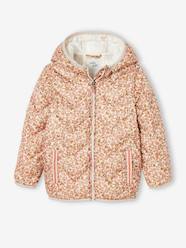 Girls-Coats & Jackets-Padded Jackets-Lightweight Padded Jacket with Hood & Printed Motifs for Girls