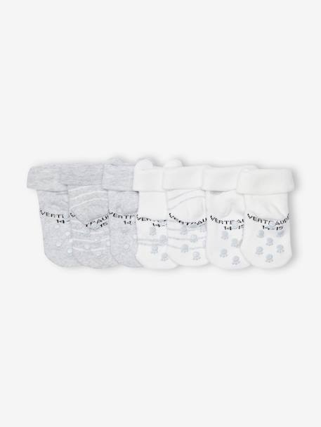 Pack of 7 Pairs of 'Clouds & Bears' Socks for Babies marl grey 