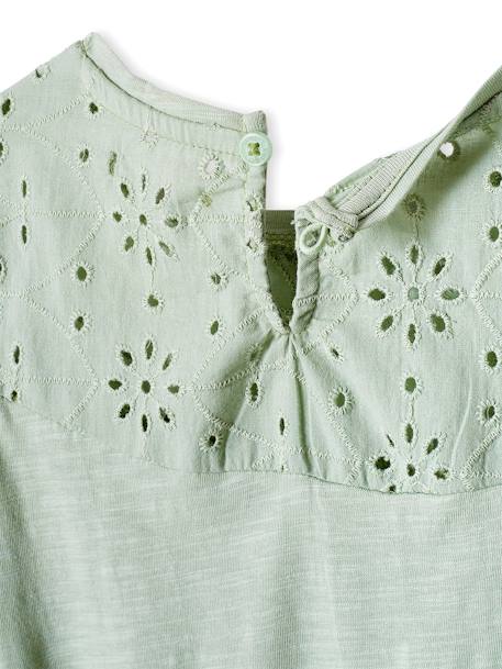 Dress with Details in Broderie Anglaise for Girls aqua green+mauve+pale pink+PINK DARK SOLID 