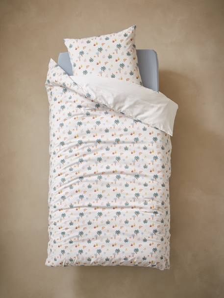 Jurassic Camp Bed Linen Set for Children printed white 