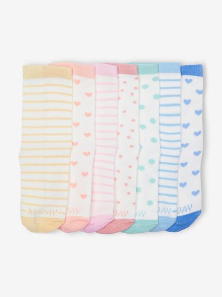 Pack of 7 Pairs of Weekday Socks for Girls ecru 