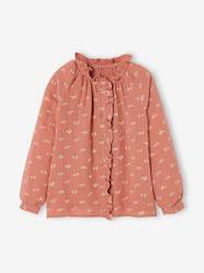 Girls-Blouse in Cotton Gauze with Ruffles & Floral Print, for Girls