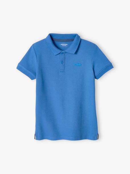 Short Sleeve Polo Shirt, Embroidery on the Chest, for Boys BLUE LIGHT SOLID WITH DESIGN+BLUE MEDIUM SOLID WITH DESIGN+electric blue+Green+GREY MEDIUM MIXED COLOR+pastel yellow+Red+WHITE LIGHT SOLID WITH DESIGN 