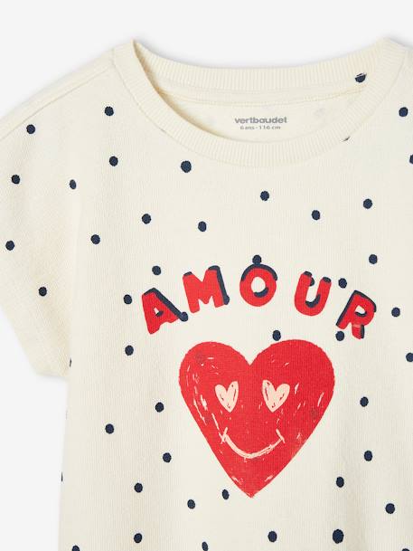 Dotted 'Amour' T-Shirt for Girls ecru 