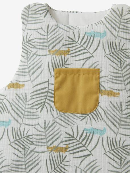 Sleeveless Baby Sleeping Bag in Cotton Gauze, Trek, Oeko-Tex® printed white 