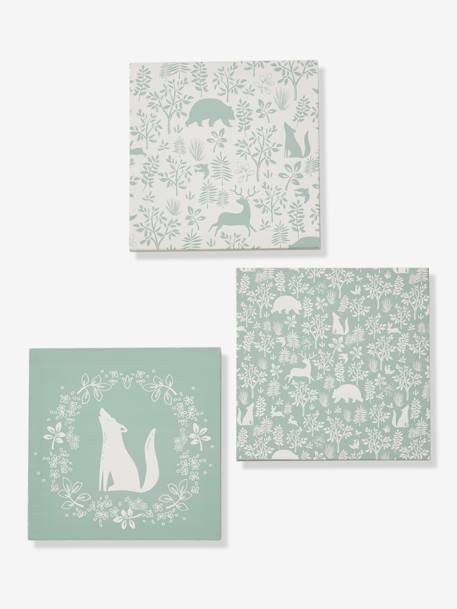 Pack of 3 Canvases, In the Woods sage green 