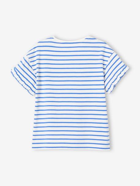Striped T-Shirt, Sequinned Heart, for Girls navy blue+striped blue+WHITE MEDIUM STRIPED 