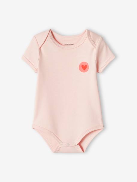 Pack of 3 'Heart' Bodysuits with Cutaway Shoulders for Babies ecru 