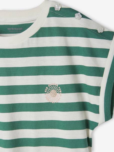 Striped T-Shirt for Girls striped green+striped pink 