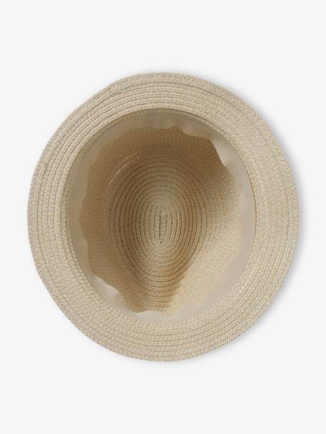 Straw-Like Hat with Beads for Girls sandy beige 