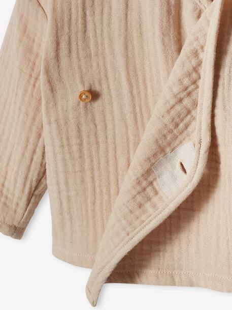 Wrap-Over Jacket in Cotton Gauze for Newborn Babies beige 