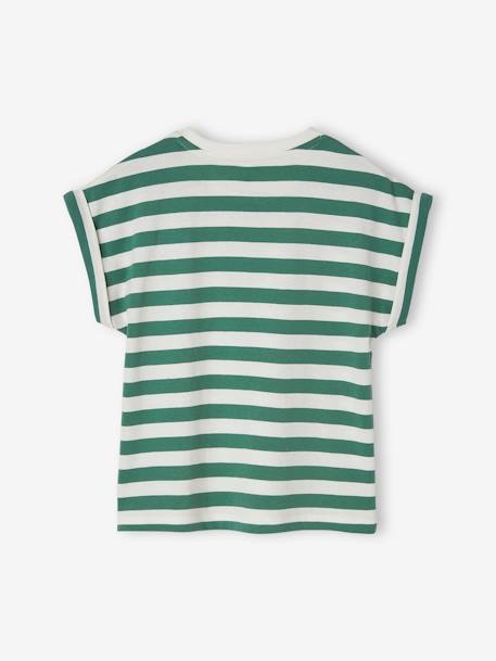 Striped T-Shirt for Girls striped green+striped pink 