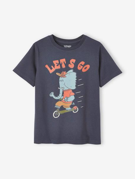 Fun Animal T-Shirt for Boys marl grey+night blue 