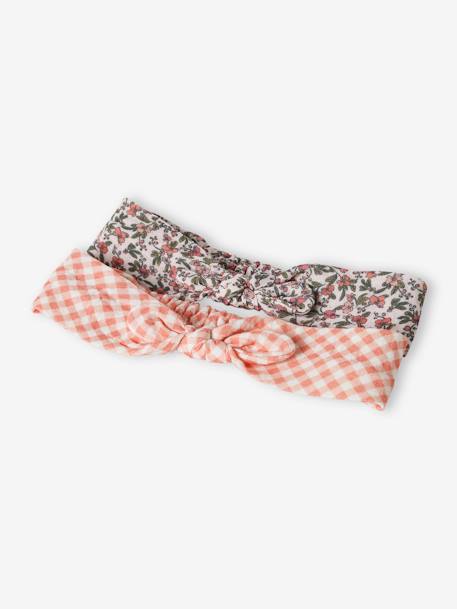 Pack of 2 Headbands with Prints for Girls nude pink+rose 