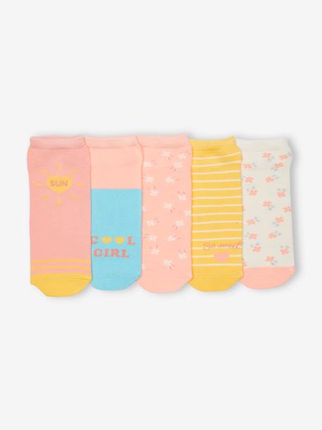 Pack of 5 Pairs of Trainer Socks for Girls yellow 