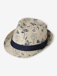 -Printed Straw-Like Panama Hat for Boys