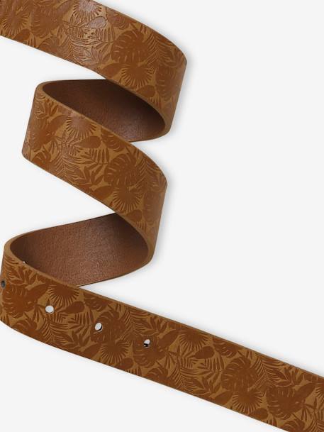 Belt with Embossed Jungle Motifs for Boys dark brown 