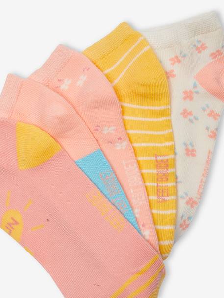 Pack of 5 Pairs of Trainer Socks for Girls yellow 
