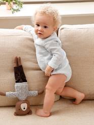 Baby-Bodysuits & Sleepsuits-Long Sleeve Bodysuit, Cloud, in Cotton Gauze for Newborn Babies