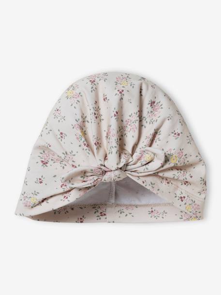 Turban-Like Beanie in Printed Knit for Baby Girls rose beige 