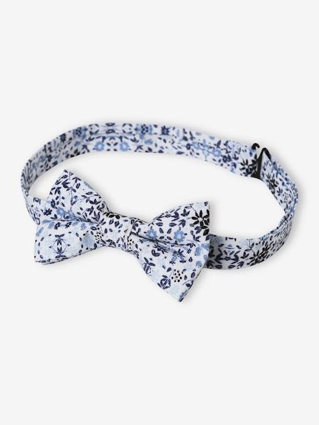 Bow Tie with Small Flowers Print for Boys printed blue 