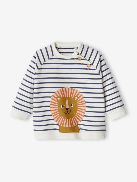 Striped Fleece Sweatshirt for Babies slate blue 
