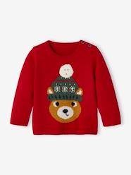 Baby-Jumpers, Cardigans & Sweaters-Jumpers-Christmas Jumper with Bear, for Babies