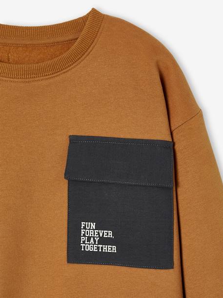 Sports Sweatshirt with Dual Fabric Pocket for Boys pecan nut 
