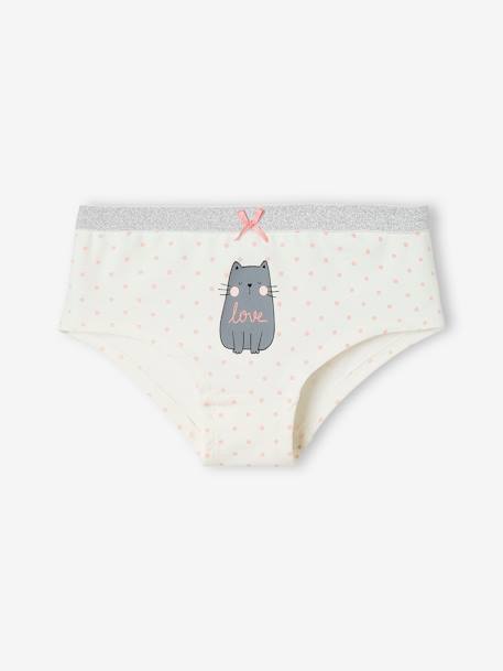 Pack of 3 Cat Shorties for Girls marl grey 