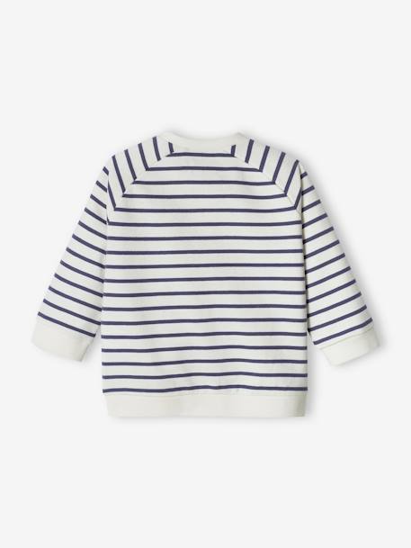 Striped Fleece Sweatshirt for Babies slate blue+striped green 