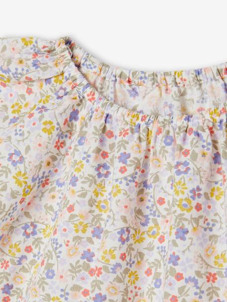 Floral Dress with Butterfly Sleeves for Babies ecru+printed white 