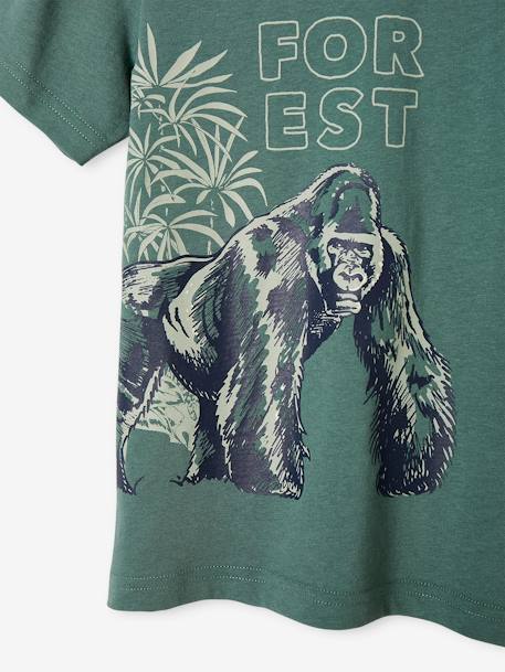 Animal T-Shirt in Organic Cotton for Boys sage green+sky blue 