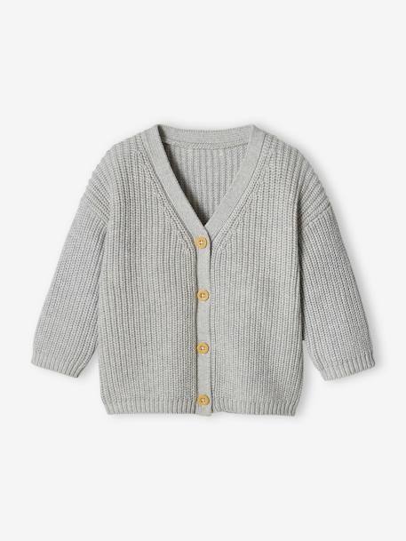 V-Neck Cardigan in Shimmery Knit for Babies marl grey 
