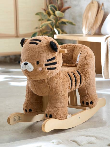 Rocking Tiger for Babies in FSC® Wood YELLOW MEDIUM SOLID WTH DESIGN 