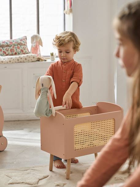 Doll Bed in FSC®100% Wood & Wicker, ADÈLE Multi+white 