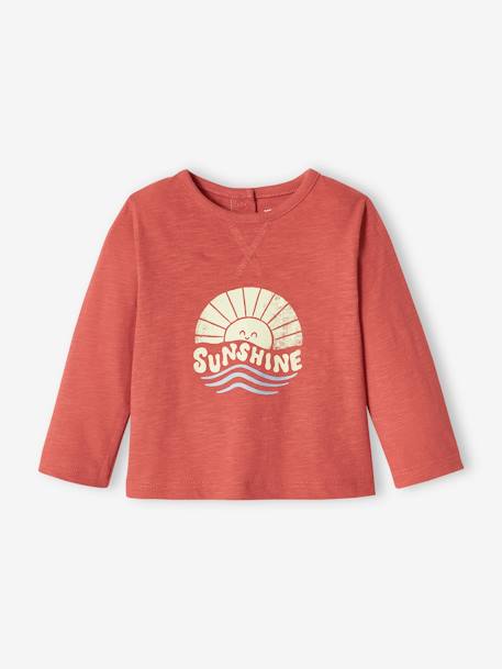Long Sleeve Top in Slub Jersey Knit for Babies tomato red 