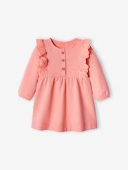 -Fleece Dress, Broderie Anglaise Ruffle, for Babies