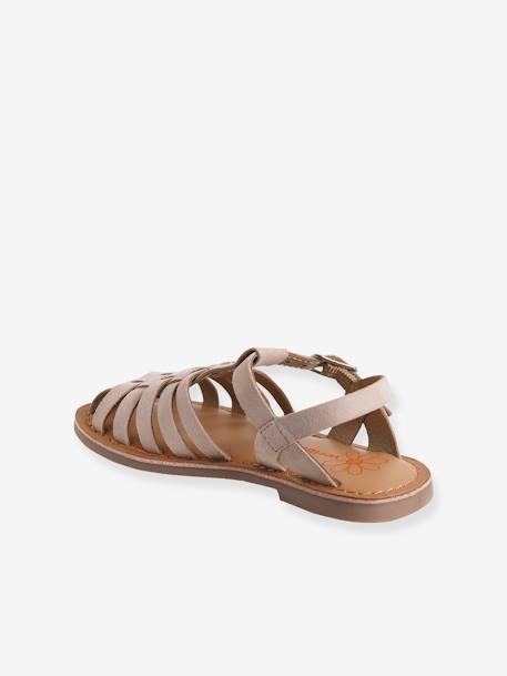 Leather Sandals for Girls sandy beige 