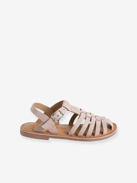 Leather Sandals for Girls sandy beige 