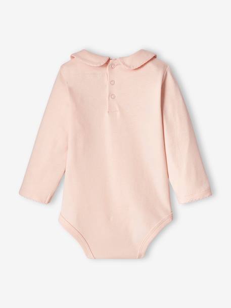 Long Sleeve Bodysuit with Peter Pan Collar for Babies pale pink 