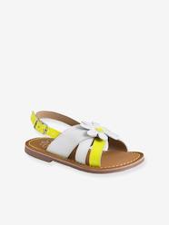 Leather & Fluorescent Leather Sandals for Girls