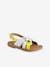 Leather & Fluorescent Leather Sandals for Girls white 
