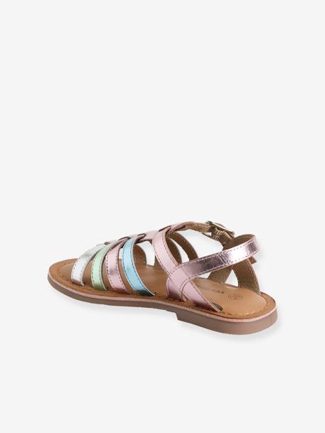 Strappy Leather Sandals for Girls lilac 
