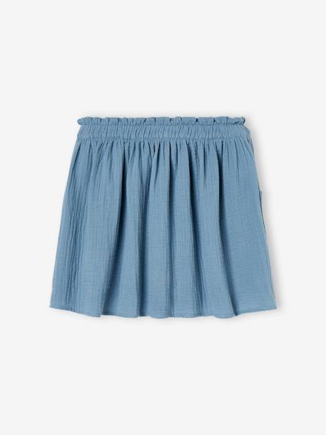 Coloured Skirt in Cotton Gauze, for Girls grey blue+pale yellow+pistachio+rose 