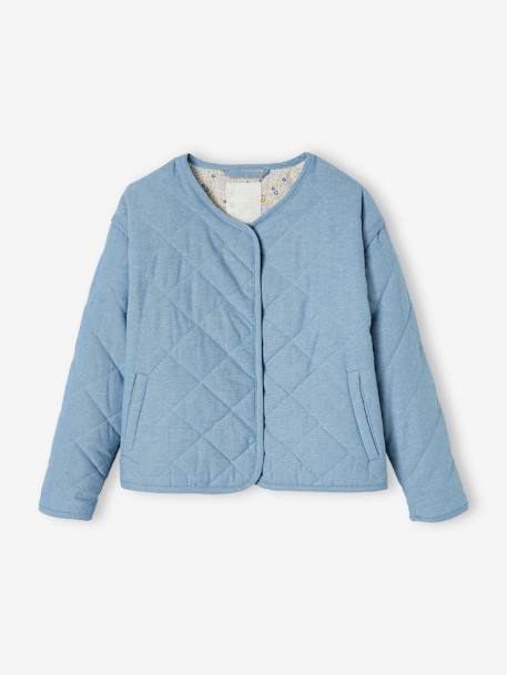 Padded Chambray Jacket, Floral Lining, for Girls double stone 